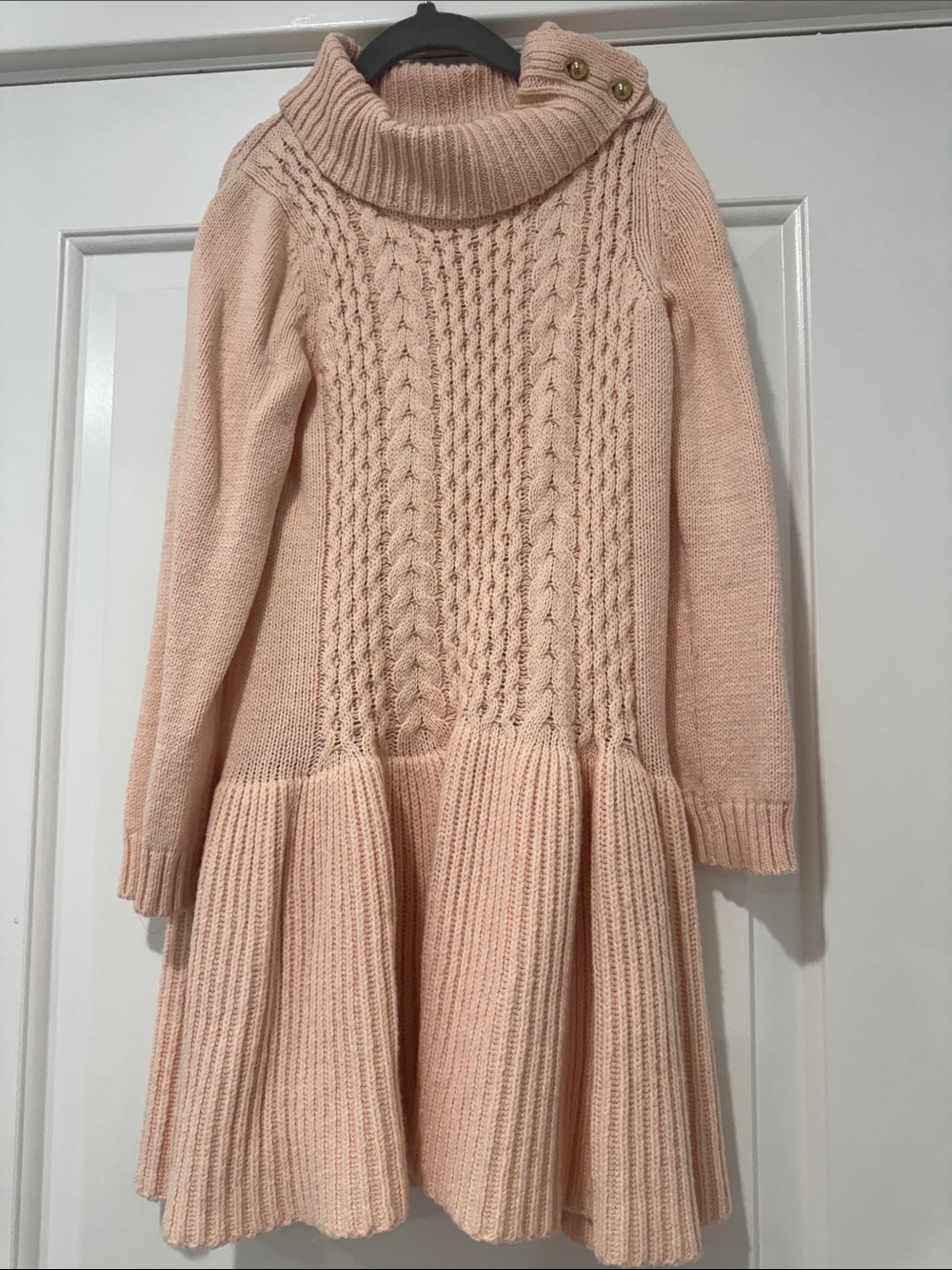 Janie and Jack Blush Pink Cable-Knit Turtleneck Dress